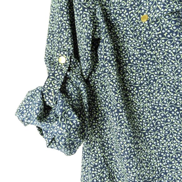 Michael Kors zip front lightweight long roll-up sleeves shirt blouse top - Picture 6 of 11